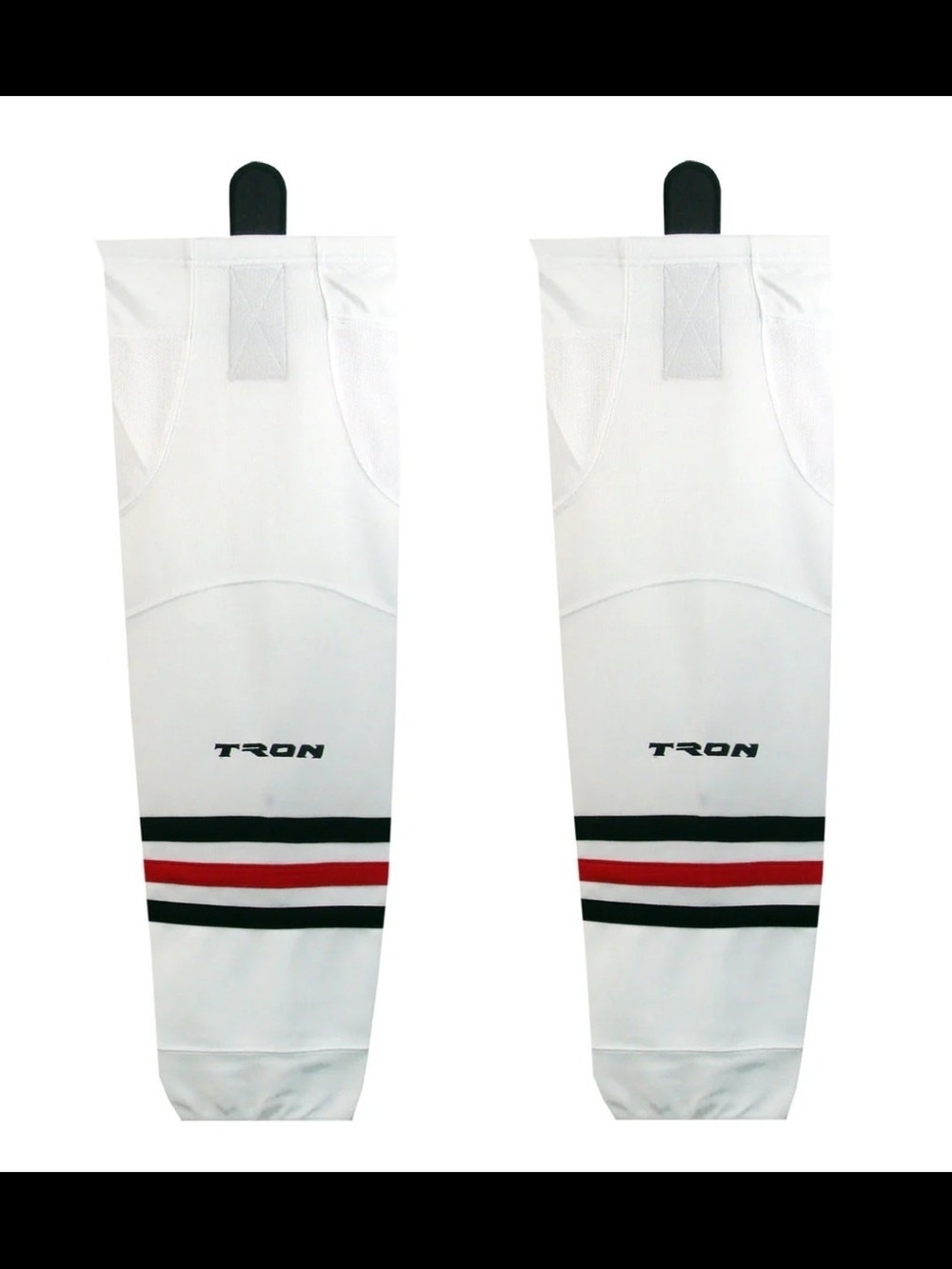 NWT White Men's Hockey Socks with Black and Red Stripes 30"